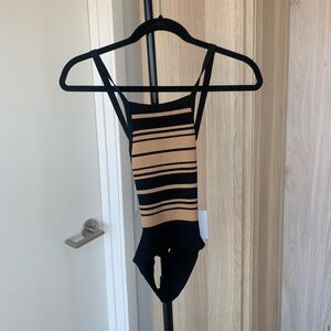 Striped Black and Tan Crop Top